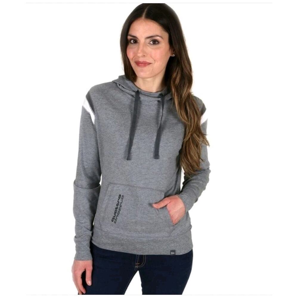 New Era Womens Size M Pullover Hoodie Top Dark Grey Soft Stretch C32-13